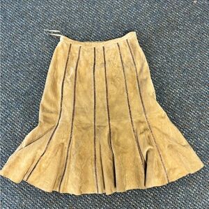 Vintage Tan Leather Flared Skirt